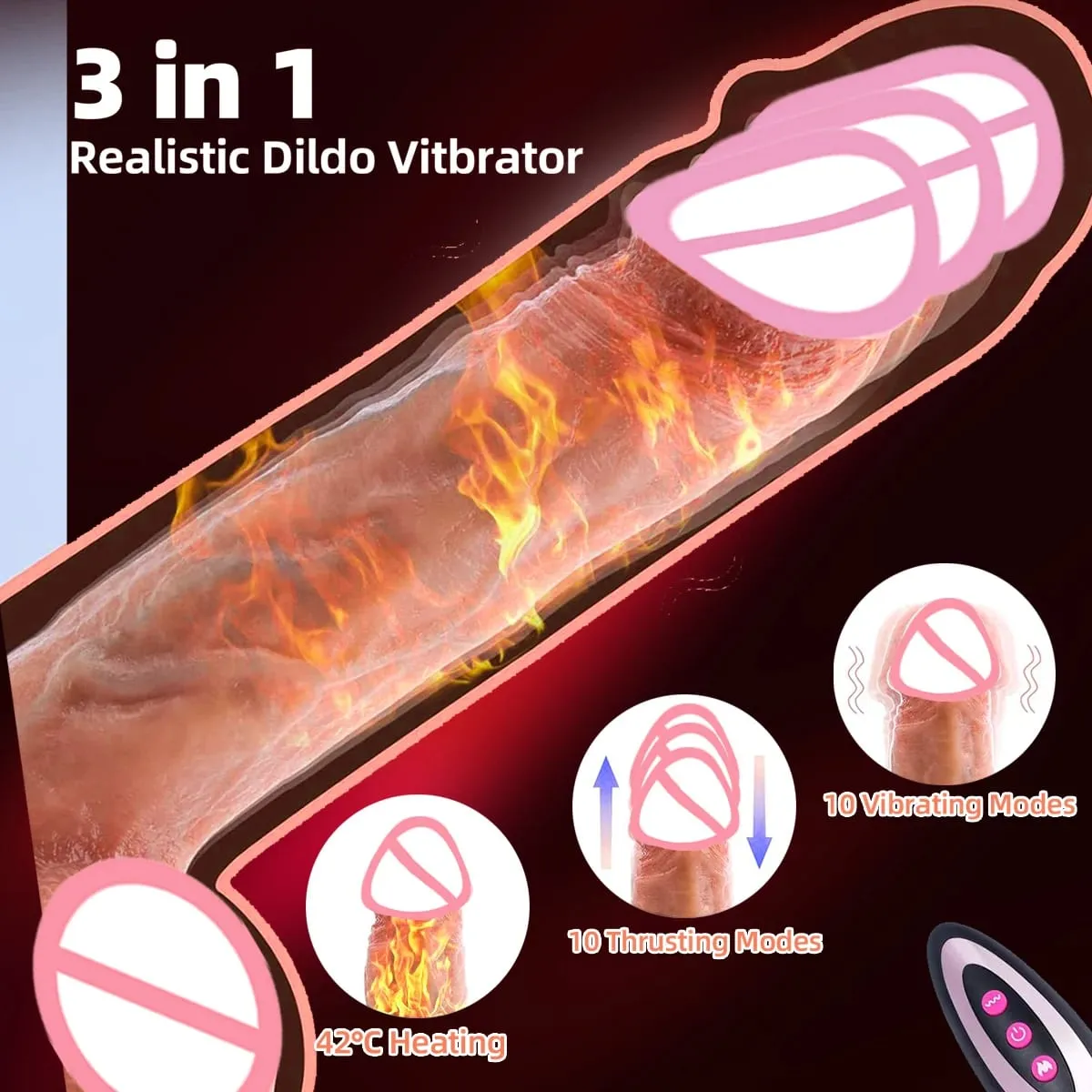 Vibrador vibrador grosso para mulheres vibradores realistas pênis controle remoto empurrando vibradores aquecidos brinquedos sexuais anal g ponto estimuladores