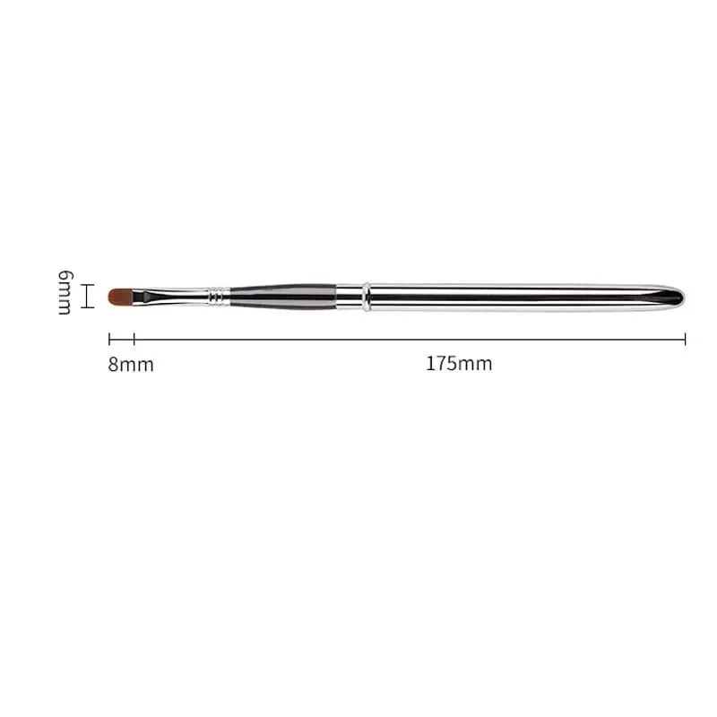 Caneta pincel de maquiagem para lábios prateados, portátil, alça de metal, batom cosmético, pincel de brilho labial com tampa protetora, pincéis de maquiagem