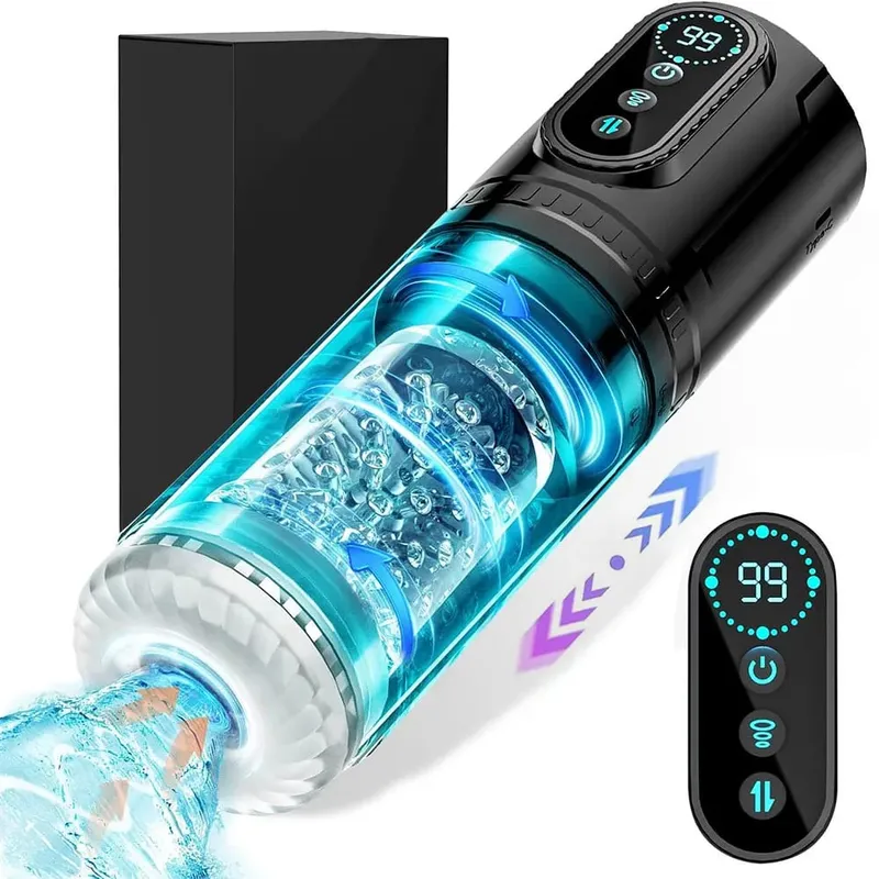 Bomba peniana masculina automática com 9 modos de rotação de impulso de sucção 3D realista para homens adultos máquina de brinquedo sexual Boquete Stroker