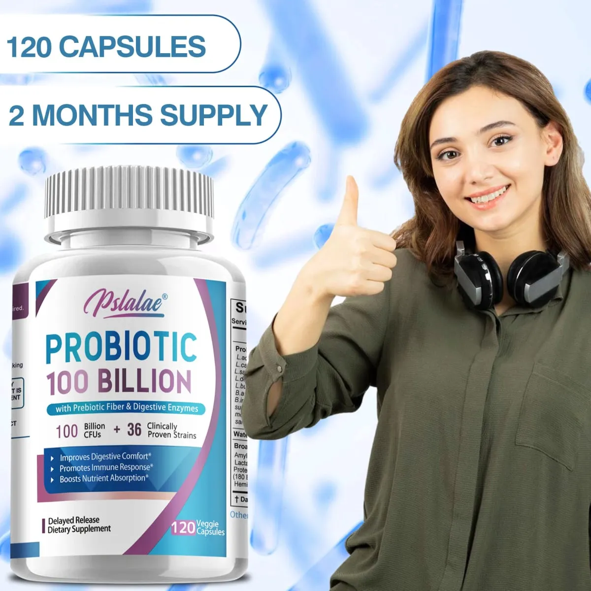 Probiotics 100 Billion - Help with Intestinal Health Nutrient Digestion Weight Management Bloating Relief Calorie Control