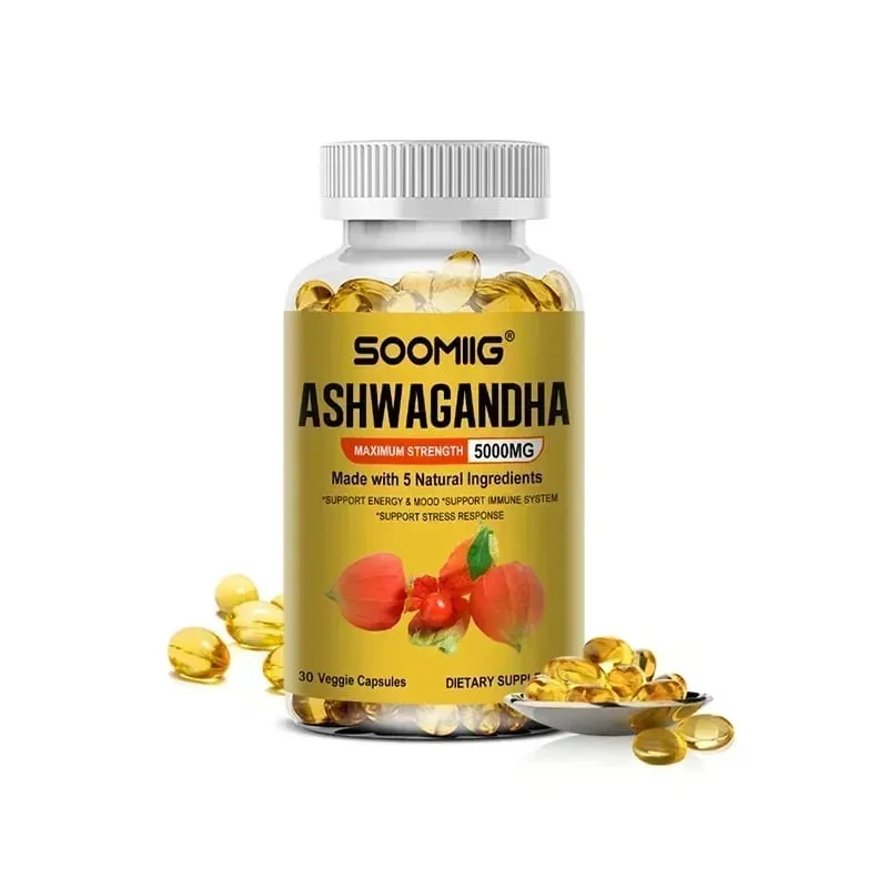 Organic Ashwagandha - Stress Relief & Immune Support Supplement Supports Balanced Energy Levels NON-GMO Vegan Capsules