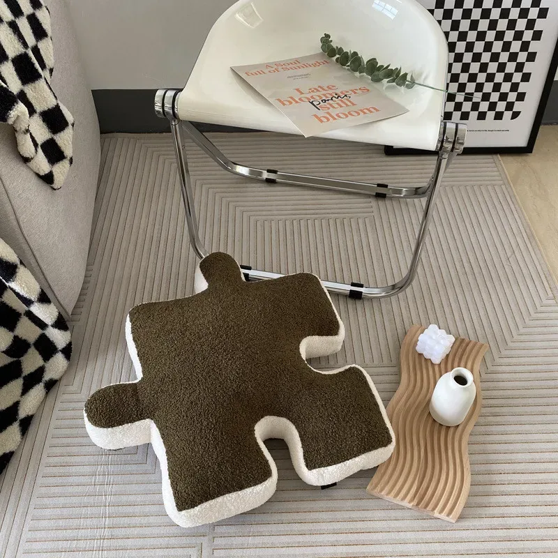 Alien puzzle travesseiro de pelúcia decoração para casa bloco de construção quebra-cabeça conforto almofada crianças presentes de aniversário de natal