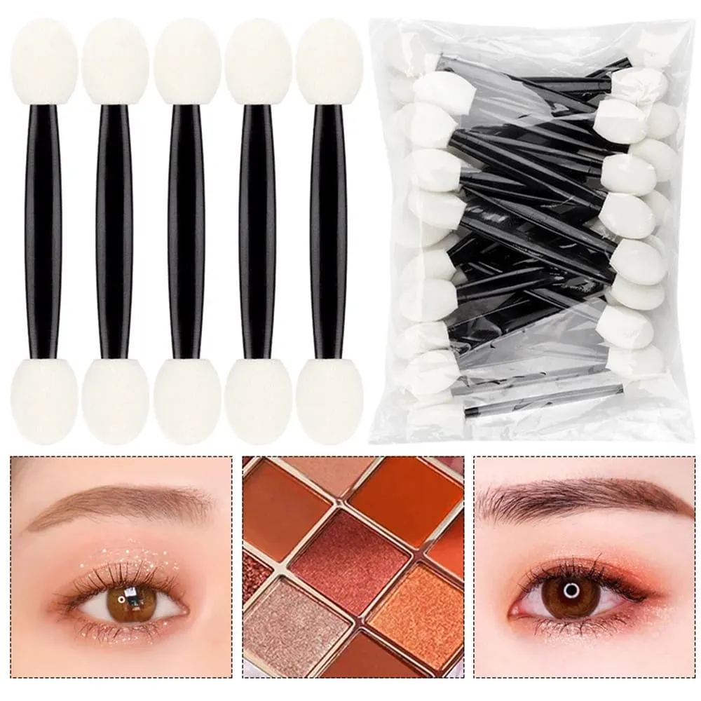 50/200 pçs aplicadores de sombra dupla face escova de sombra de olho pincéis de esponja de maquiagem para meninas ferramenta cosmética aplicadores de beleza
