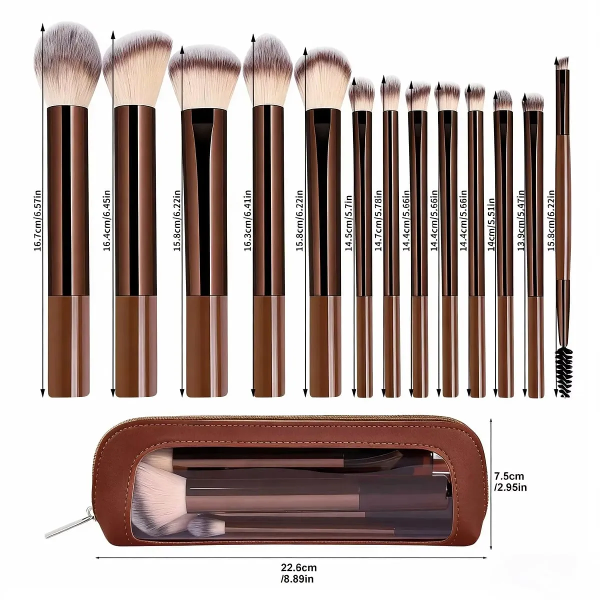 13pcs Makeup Brushes with Storage Bag Soft Fluffy Cosmetic Foundation Powder Eyeshadow Kabuki Blending Beauty Tool Makeup