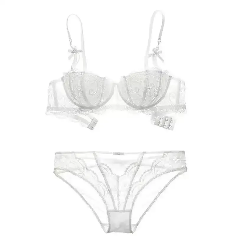 Sutiã de renda francesa meia xícara ultrafino compacto sutiã pequeno kawaii lingerie sexy push up estilo japonês design minimalista para mulheres — image 10