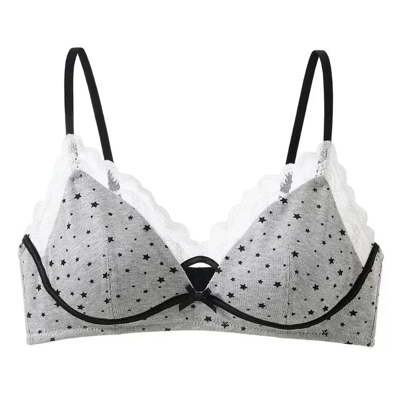 Conjunto de sutiã feminino sem arame, suporte macio push-up para busto pequeno, evita flacidez e propagação lateral, lingerie estilo feminino doce 32-38