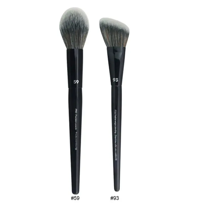 2 pçs/set Pro Preto Pincéis de Maquiagem Cabelo Sintético Pó Sombra Mancha Destaque Fundação Airbrush Difusor Make Up Brush