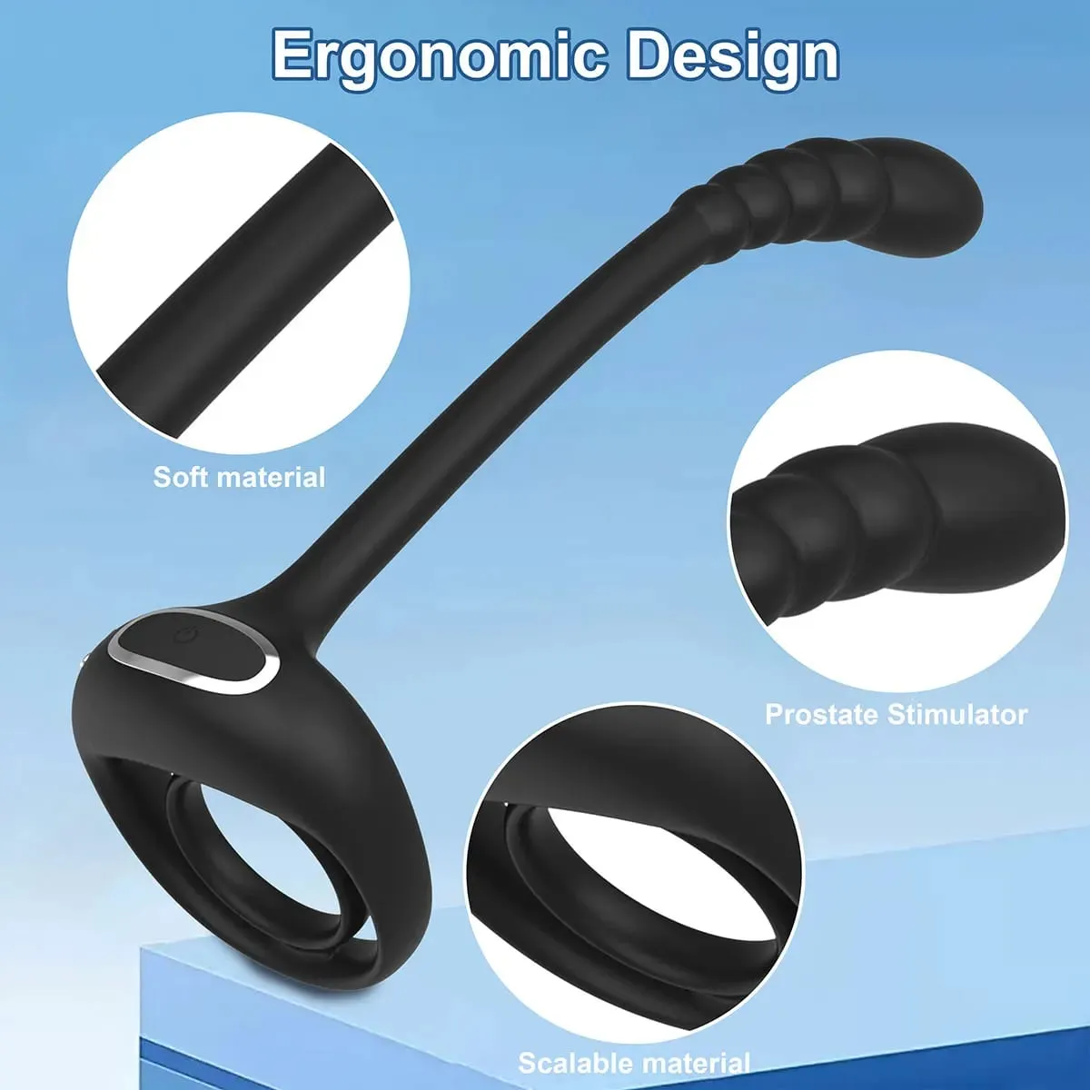 Vibrador anel peniano com controle remoto, aplicativo para homens, massagem de testículos, estimulação da próstata, plug anal, masturbador, brinquedo sexual adulto
