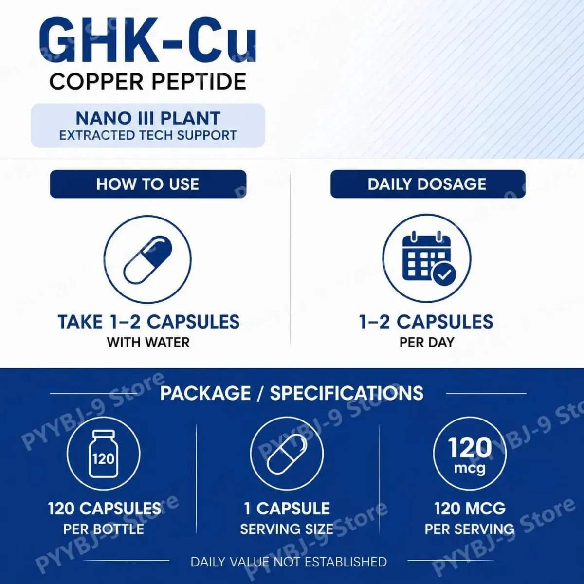 GHK-Cu Copper Peptide Capsules for Skin Repair Support Collagen Metabolism Support and Antioxidant Protection - 120 Capsules