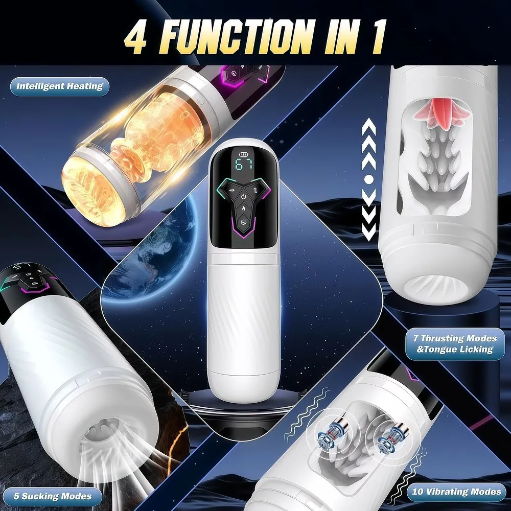 Masturbador masculino telescópico automático empurrando máquina de sucção vibração aquecimento boquete masturbação copo adulto homem brinquedo sexual