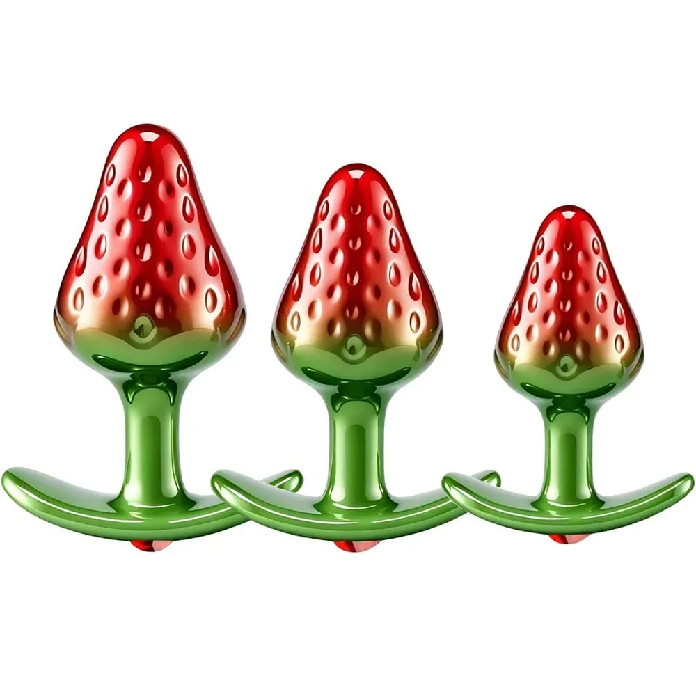 Morango metal contas anal butt plug conjunto pequeno médio grande wearable anal plug jóias brinquedo sexo anal para homem mulher