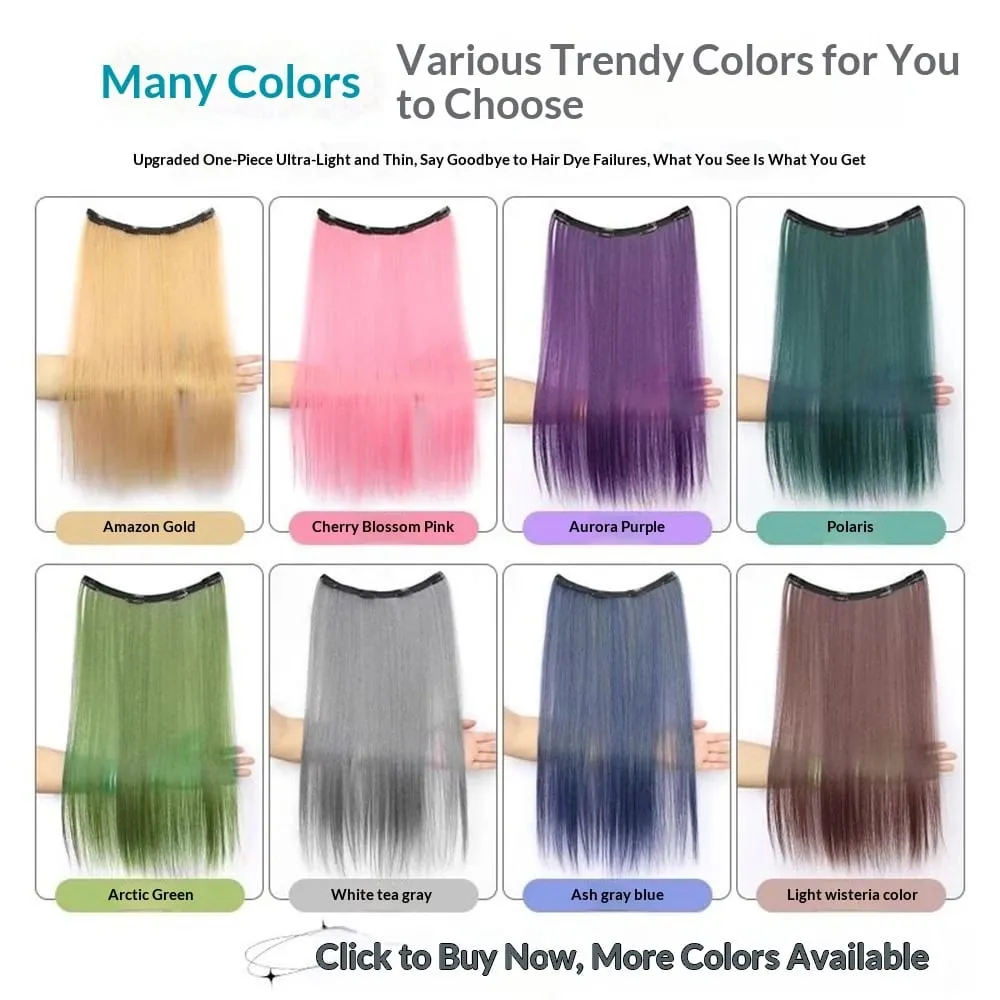 Extensões de cabelo sintéticas, coloridas, com prendedor, longo, reto, pendurado na orelha, tingimento, peça de cor, fina, sem costura, cabelo falso — image 3