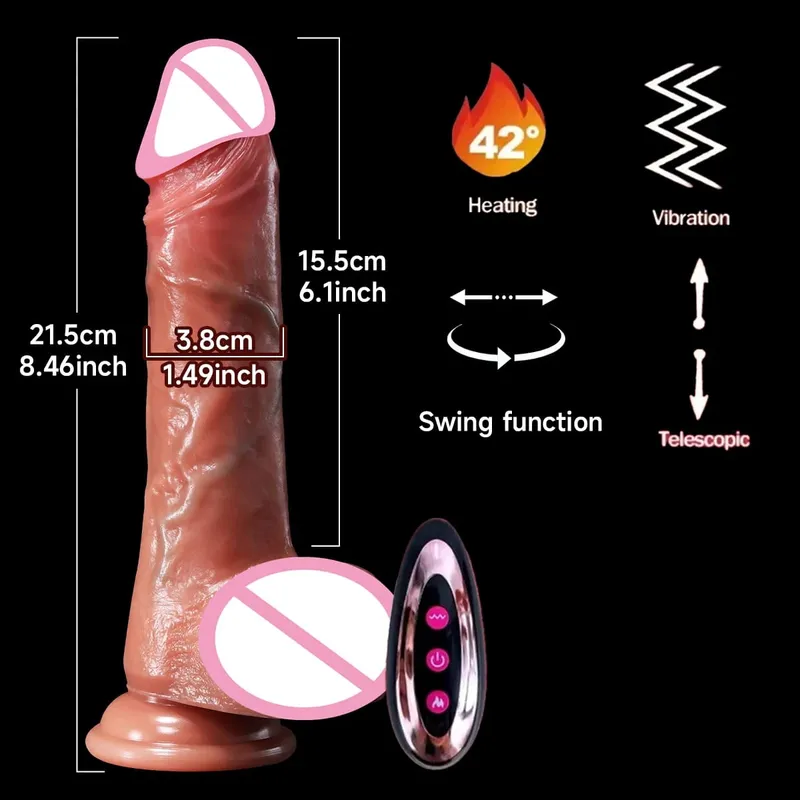 逼真柔軟矽膠​​假陽具帶吸盤振動加熱女性自慰 G 點成人性玩具肛門刺激