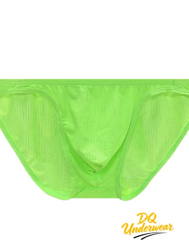 Cuecas de biquíni masculinas de malha neon, cor sólida, cintura elástica, multi cores, cintura baixa, bolsa convexa, respirável, secagem rápida, bs839, 1 peça