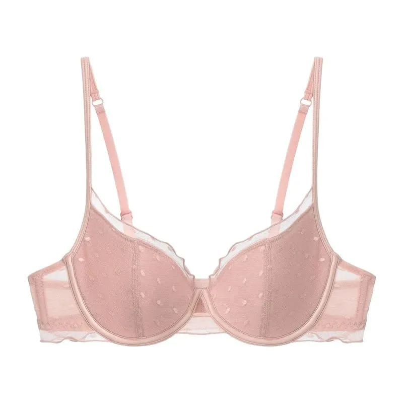 Sutiã de bolinhas de renda francesa conjunto de duas peças pequeno peito coleta e levantamento anti-flacidez lateral conjunto de lingerie de coleta de peito — image 6