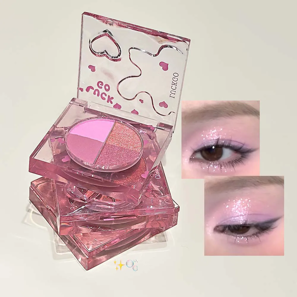 Paleta de sombras com glitter diamante de quatro cores, mini rosa, laranja, fosca, sombra de olhos brilhante, pigmentos, iluminador, maquiagem, cosméticos