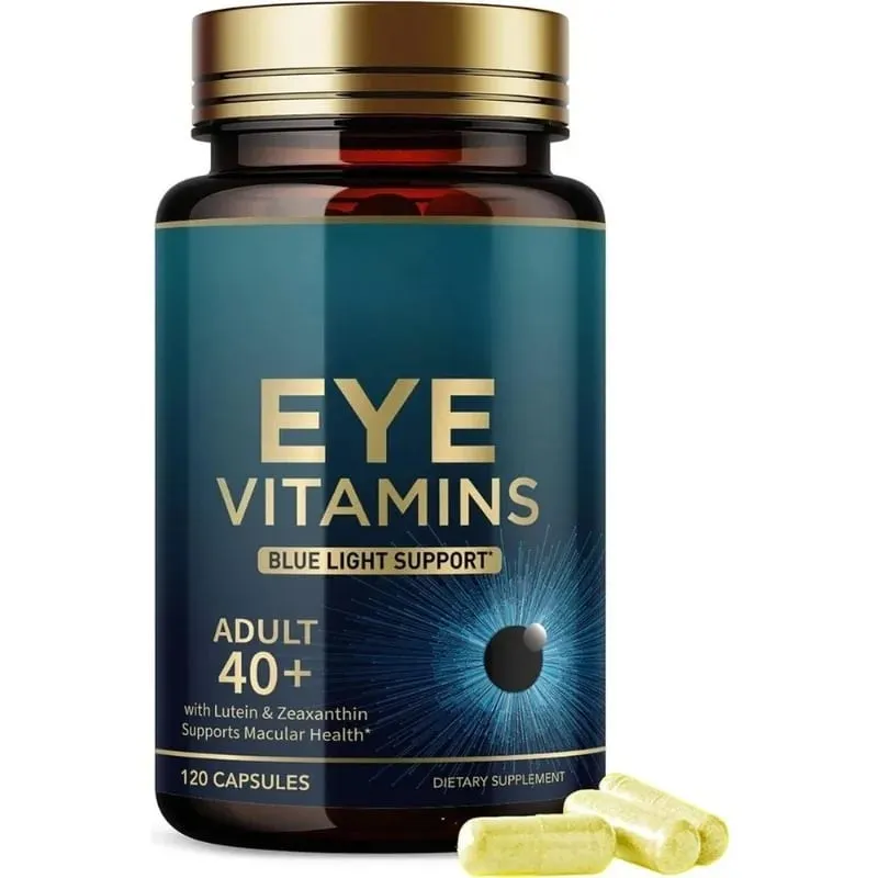 Cápsulas de vitaminas para os olhos, suporte de luz azul com luteína e zeaxantina para mais de 40 cápsulas de suporte à saúde macular para homens e mulheres 120 cápsulas