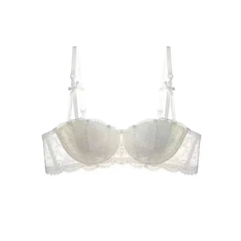 Sutiã de renda francesa meia xícara ultrafino compacto sutiã pequeno kawaii lingerie sexy push up estilo japonês design minimalista para mulheres