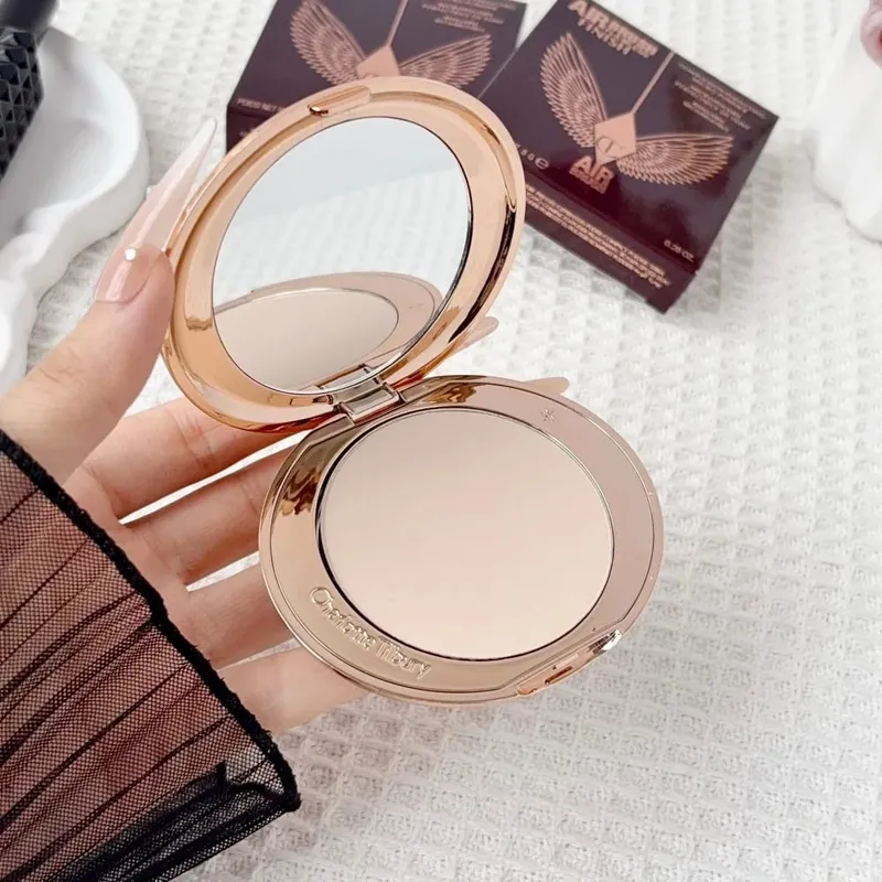 Charlotte tilbury corretivo almofada sedoso ajuste em pó corretivo portátil de longa duração fundação maquiagem com caixa presentes