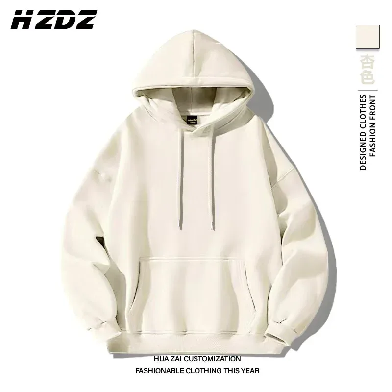 Moletom masculino com capuz de cor sólida disponível em várias cores, um moletom com capuz estilo rua casual e elegante — image 5
