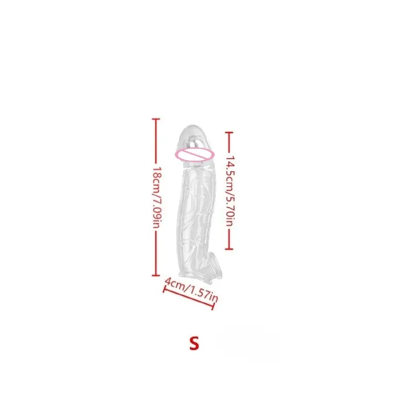 Manga peniana reutilizável em 3 tamanhos, manga macia e transparente, extensor de pênis, brinquedos sexuais adultos para homens, mulheres, durável, ampliador de pênis masculino