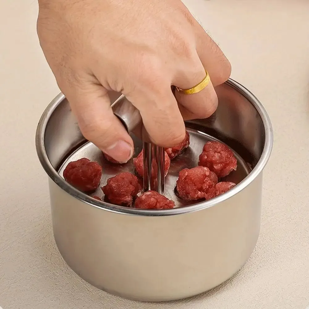 不鏽鋼手壓肉丸機高效率創意肉丸機工具手冊快速簡單 DIY 肉丸