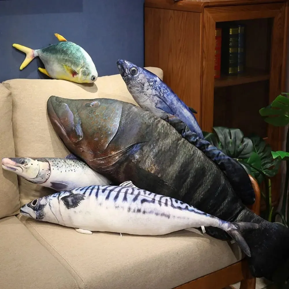 PP Algodão Simulação Mar Peixe Recheado Macio Peixe Mar Recheado Saury Salmão Peixe Travesseiro de Dormir Meninas Presente de Natal — image 2