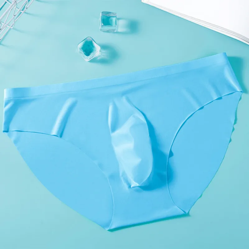 2PCS Sexy Men Briefs Ultra Thin Ice Silk Underwear High Quality Breathable Underpants Summer Transparent Quick-dry Male Panties