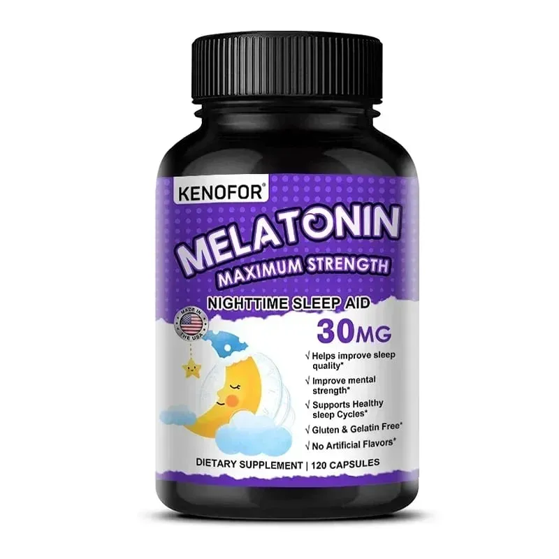 Cápsulas de melatonina 30 mg - promovem o adormecimento rápido, acalmam a mente, suplemento natural para dormir