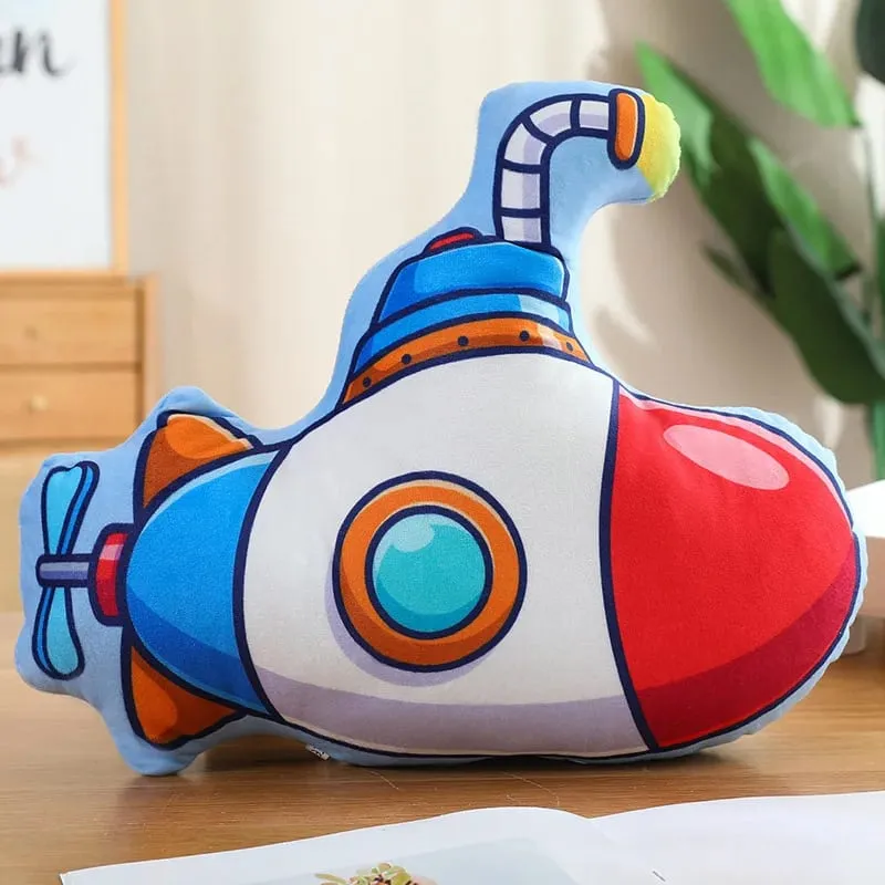 Travesseiro de pelúcia colorido para transporte público, escavadeira, tanque de moto, avião, sofá, decoração de quarto, almofada, presente masculino