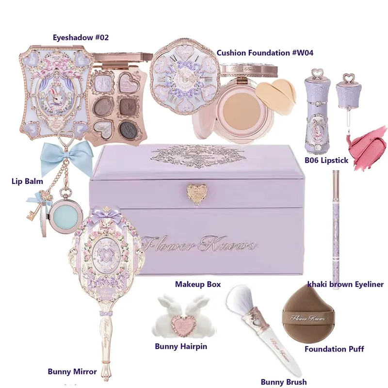 Flower Know Shell Jewelry All-In One Gift Set Makeup Set Full Professional Eyeshadow Blush Baked Powder 10pcs Flowerknows Kits