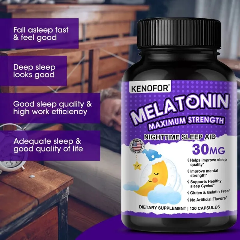 Cápsulas de melatonina 30 mg - promovem o adormecimento rápido, acalmam a mente, suplemento natural para dormir