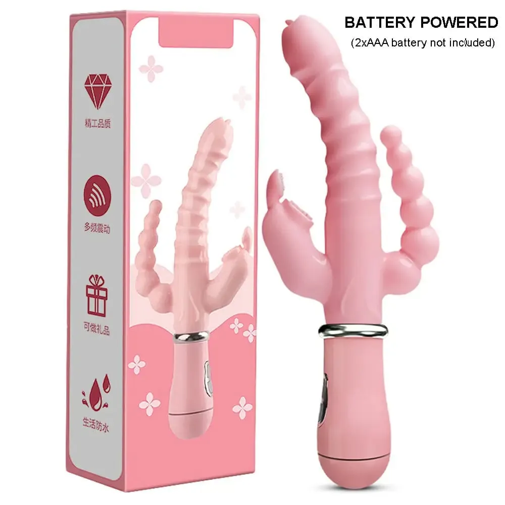 振動器強大 3 合 1 假陽具兔子振動器防水肛門陰蒂振動器性玩具女性情侶調情假陽具振動器