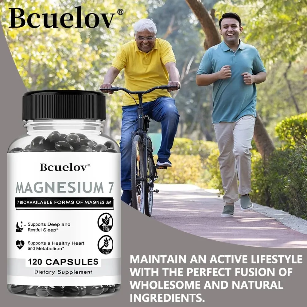 Complexo de magnésio 7 em 1 de alta absorção apoia o relaxamento energético promove um sono saudável ajuda suplementos de suporte muscular