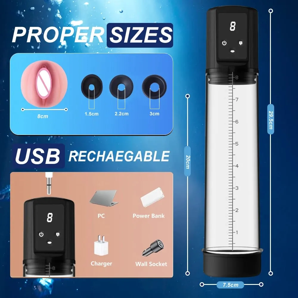 Extensor de água de ar masturbador masculino automático com 9 pressão de treinamento e 4 modos de sucção brinquedos sexuais adultos para homens ereção