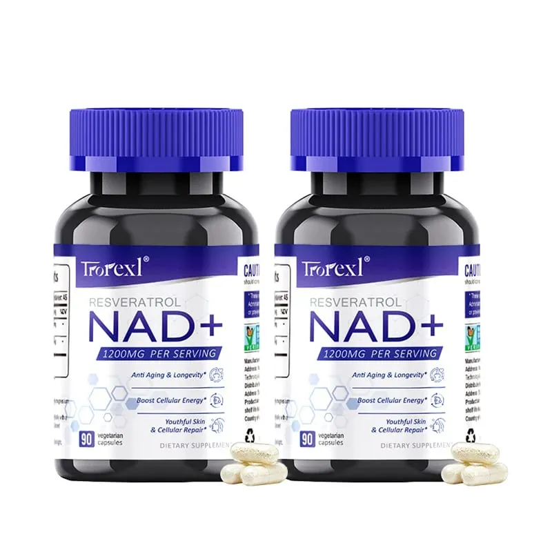 Suplemento NAD + Resveratrol NAD Plus Boosting - Apoia a Energia Celular Antienvelhecimento Metabolismo Saúde da Pele