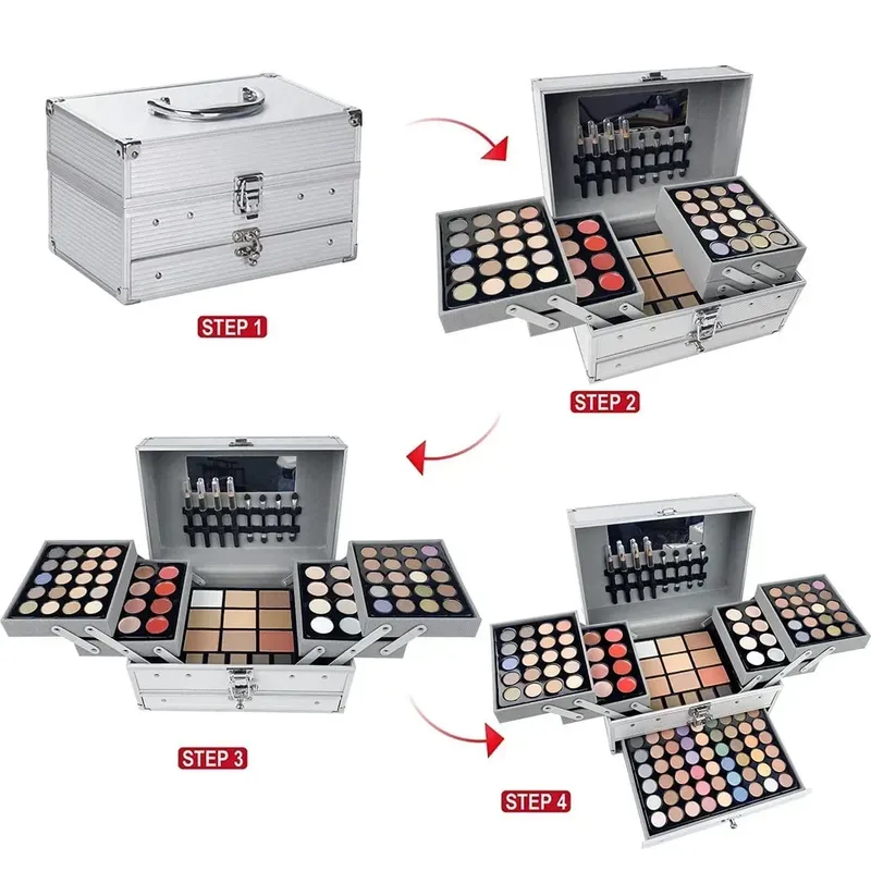 Conjunto de maquiagem caixa sombra lábio blush unha polonês sobrancelha lápis multi-funcional paleta natal casamento presentes de aniversário cosméticos