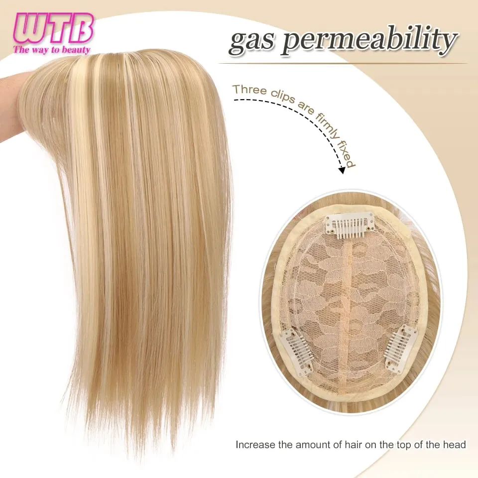 Synthetic Topper Clip In Hair Extensions with Bangs for Women Increase The Amount Of Hair On The Top Of The Head Cover The White