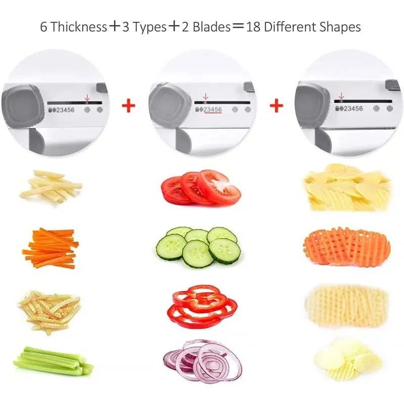 18 in 1 Adjustable Mandoline Vegetable Slicer Stainless Steel Vegetable Slicer Julienne Slicer for Potato Onion JT214