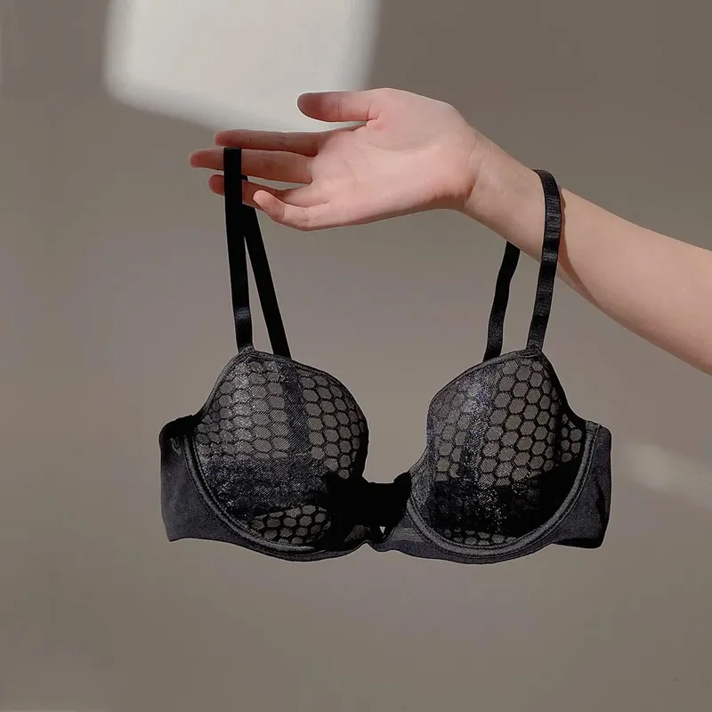Conjunto de sutiã minimizador ultra-fino para busto grande feminino estilo verão macio underwire suporte lateral anti-flacidez conforto lingerie diária