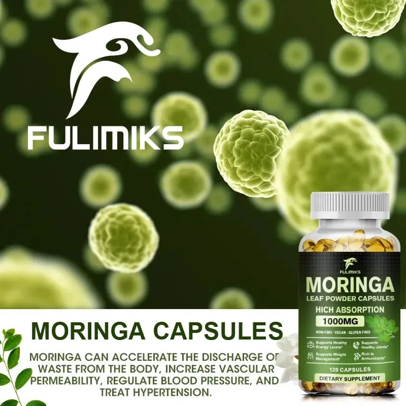 Cápsulas de 1000mg de Moringa Oleifera de alta absorção apoiam o metabolismo imunológico, cuidados com a pele e controle de peso saudável