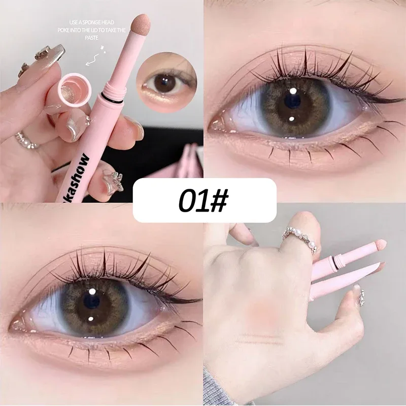 Caneta delineadora de seda em formato de meia lua, cabeça dupla para dormir, bicho da seda, diamante, glitter, fosco, aegyosal, creme iluminador para os olhos