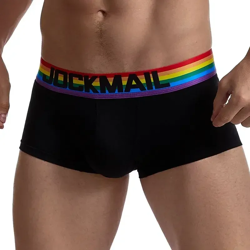 قوس قزح حزام رجل السروال boxershort القطن الرجال الملاكمين الذكور ملابس داخلية جيدة التهوية الرجال سراويل لينة سراويل داخلية للرجال أسود أبيض