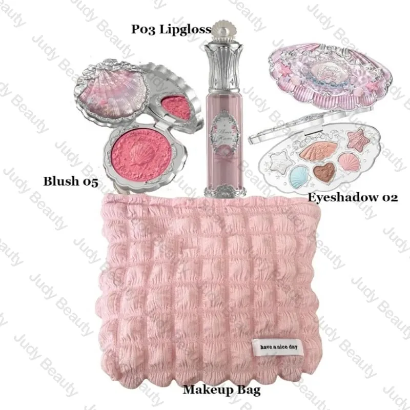 Maquiagem flor sabe conjunto concha pérola série seis cores paleta de sombra em relevo blush brilho batom kit com saco tudo em