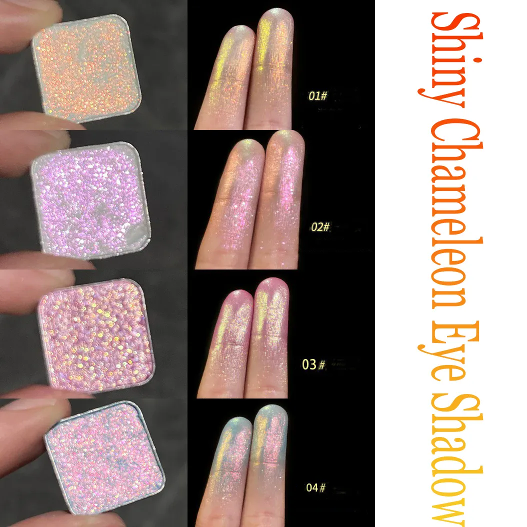 Cartões de sombra para olhos multicromáticos, metálicos, à prova d'água, camaleão, azul, ultra-brilhante, holográfico, glitter, maquiagem para os olhos, iluminador