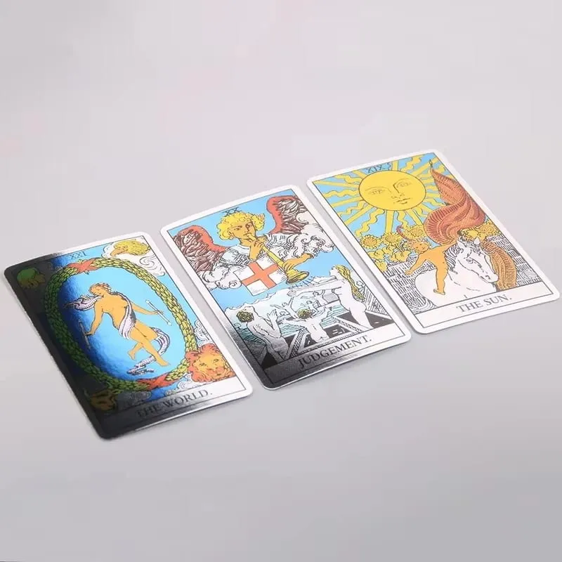 Colorido holográfico waite tarot padrão 78 cartão configuração espelho luz e sombra cartão rosto adivinhação imersiva