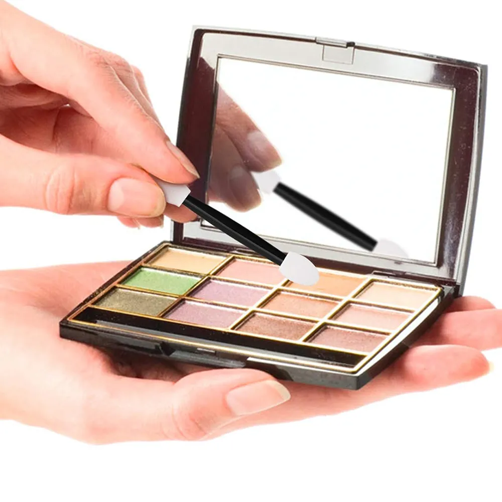 50/100 pçs aplicadores de sombra branco lados duplos sombra de olho escova de maquiagem pincéis de esponja para meninas aplicadores de ferramentas cosméticas
