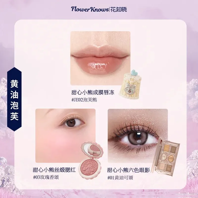 Flowerknows conjunto completo de maquiagem para presente, longa duração, blush labial e paleta de sombras brilhantes, kit de beleza multifuncional, caixa de presente