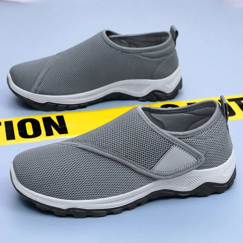 Tênis casual masculino macio e confortável sapatos masculinos gancho-loop ajustável pés largos sapatos de caminhada ao ar livre anti-deslizamento sapatos esportivos