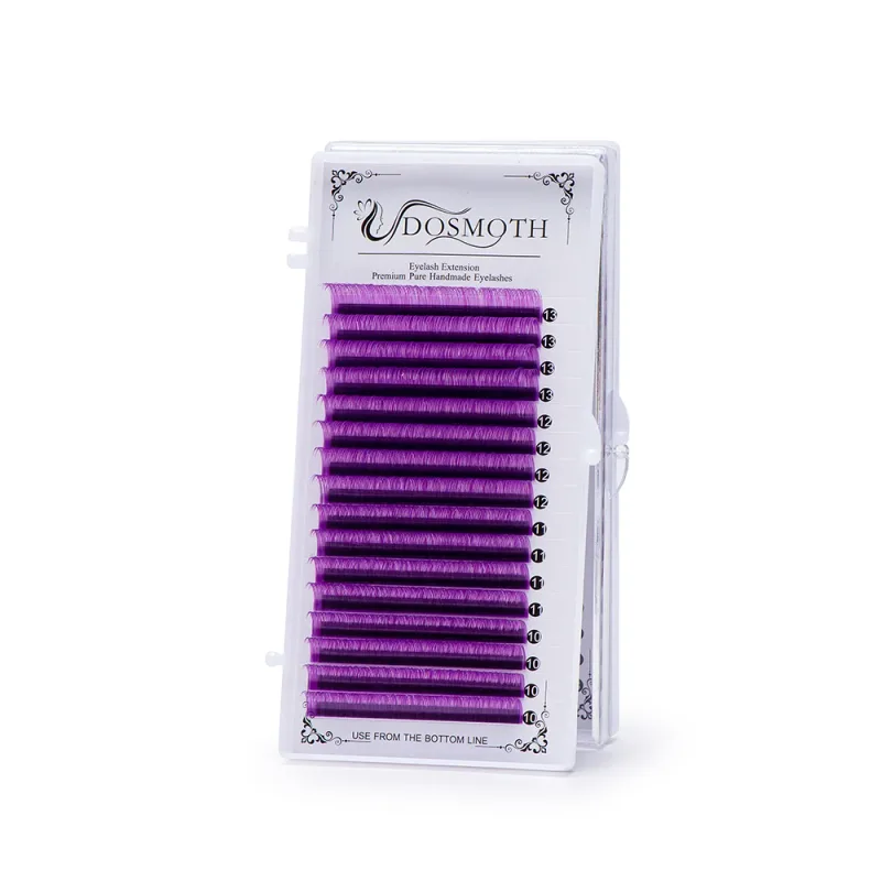0.07mm Color Brown Soft Eyelash Extensions 16 Rows Mixed False Lashes Purple Blue for Eye Makeup